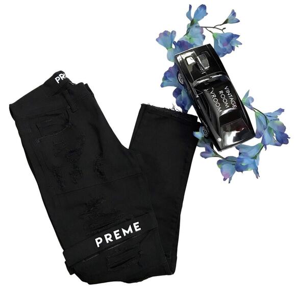 Preme NWOT Black Distressed Skinny Jeans Men 32 - Picture 1 of 10